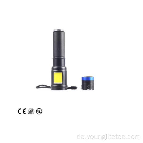 Aluminium-LED-taktische Taschenlampe mit COB-Bodenlicht